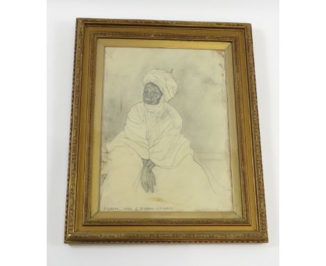 F. Chesterton - Elesayo, Saba of Kabba Nigeria, pencil portrait, signed 39cm x 29cm