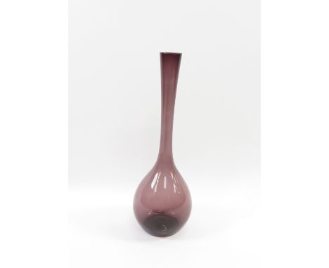 A gullaskru, Arthur Percy amethyst glass vase of bottle form with tall neck 50cm high