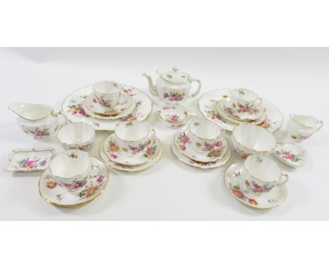 A Royal Crown Derby Derby Posies" pattern part porcelain tea and dinner service and small trinket dishes"
