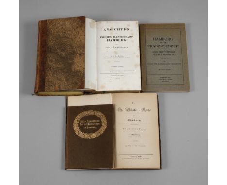 Vier Titel Hamburgbestehend aus: 1) Ansichten der freien Hansestadt Hamburg und ihrer Umgebungen, von K. J. H. Hübbe und Joh.