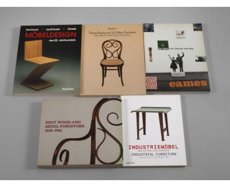 Sechs Bücher Fachliteratur Möbelbestehend aus: 1) Die Welt von Charles und Ray Eames, Vitra Design Museum 1997, 2) Möbeldesig