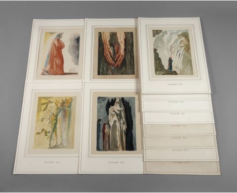 Salvador Dali, Konvolut zur Göttlichen Komödie20 Blätter aus dem graphischen Hauptwerk von Dali, jedes Blatt im Passepartout,