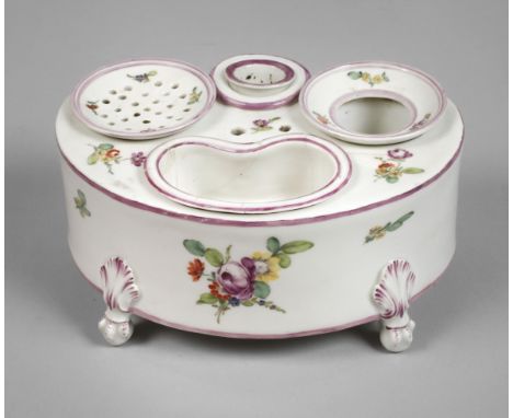 Thüringen Schreibzeug wohl Holzapfel &amp;amp; Greiner Rudolstadt-Volkstedt oder Gotha, um 1800, unterglasurblaue Pinselmarke