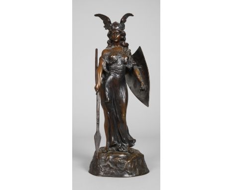 Kirchner, WalküreAnfang 20. Jh., signiert Kirchner, Gießerstempel K im Hufeisen, Bronze nuanciert dunkelbraun patiniert, Dars