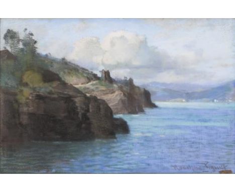 Rodolphe Piguet (1840-1915), "La roche du Pendu".Pastel sec sur carton encadré sous verre, sbd et loc et daté en bg et contre