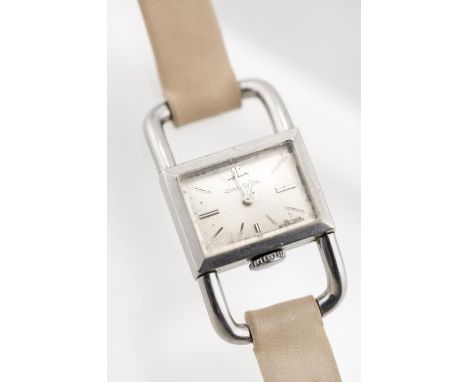 Jaeger Lecoultre, montre-bracelet, modèle étrier réalisée pour la Maison Hermès, mvt mécanique, boîtier en acier, cadran avec