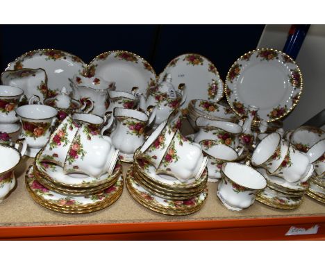 A QUANTITY OF ROYAL ALBERT 'OLD COUNTRY ROSES' PATTERN DINNER AND TEAWARE, comprising six dinner plates, one cake plate, two 