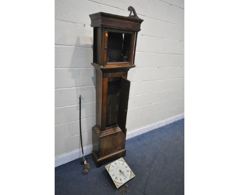 A GEORGIAN OAK 30 HOUR LONGCASE CLOCK, the 10 inch dial with Roman and Arabic numerals, singed Evans, Shrewsbury, height 190c