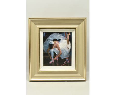 SHERREE VALENTINE DAINES (BRITISH 1959) 'THE PINK SLIPPER', a signed limited edition print on board depicting a ballet dancer
