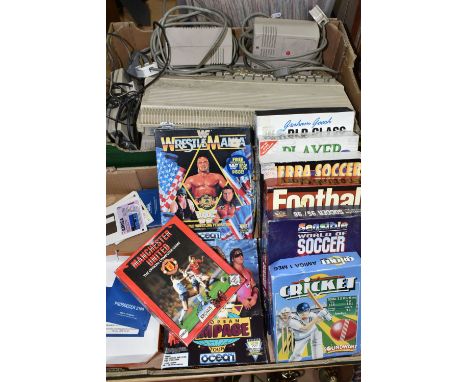 AMIGA COMPUTERS AND GAMES, games include Graham Cooch Cricket, Player Manager 2, Sierra Soccer, Football Glory, Sensible Socc