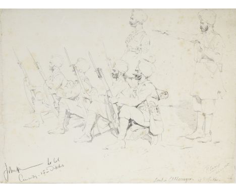 A group portrait of soldiers of the 15th Sikhs by Paul Sarrut (1882-1969) Allouagne, dated 10 January 1915pencil on paper lai