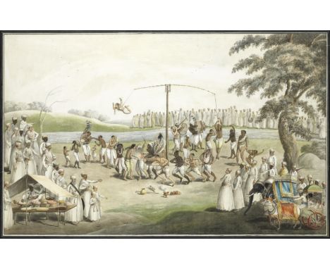 The hook-swinging festival (charak puja) Murshidabad, late 18th/early 19th Centurypen and ink and watercolour on watermarked 