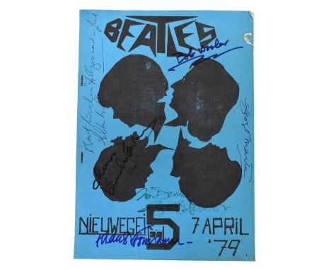THE BEATLES; a Fan Club printed magazine from 7th April 1979 bearing the signatures of Paul McCartney, Klaus Voormaan, George