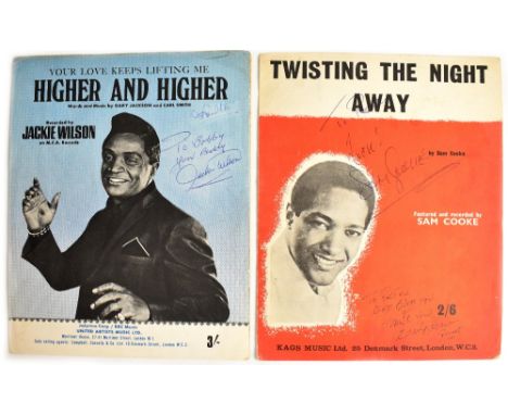 JACKIE WILSON; 'Your Love Keeps Lifting Me Higher and Higher' sheet music, signed to front cover, Sam Cooke 'Twisting The Nig
