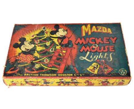 The British Thomson-Houston Co Ltd Mazda Mickey Mouse Lights, box containing twelve Mickey Mouse scene and themed light domes
