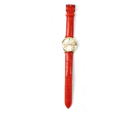 Omega; a c1970s gentlemen's 14K gold manual wind wristwatch, engraving to case back, 33mm. 