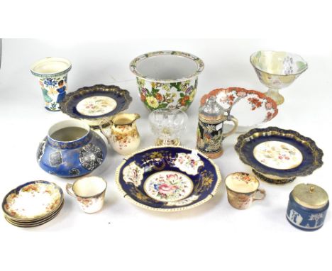 Various ceramics to include a handmade and painted porcelain J&amp;J Ceramics Factory jardinière, various pieces of late 19th