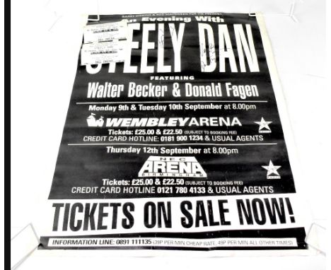 STEELY DAN; a black and white poster for the concerts on Monday 9th and Tuesday 10th September at Wembley Arena in 1996, with