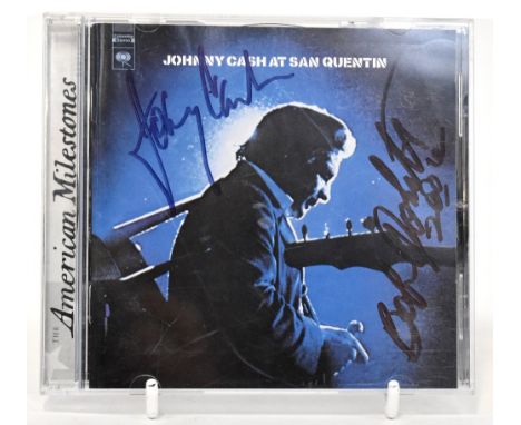 JOHNNY CASH; 'Johnny Cash at San Quentin' CD bearing signatures of both Johnny Cash and Bob Dakota to the cover.We have not a