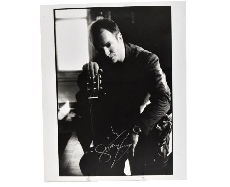 STING; a black and white photograph of the star bearing signature in silver pen.We have not authenticated these signatures, p