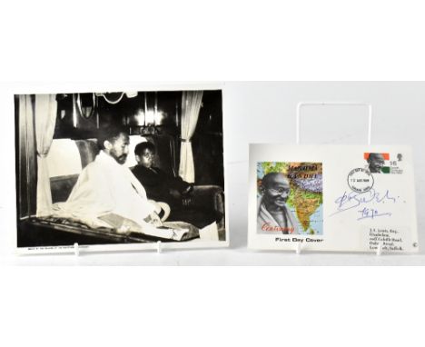 BOB MARLEY AND THE WAILERS; a multi-signed black and white photograph depicting Haile Selassie & Crown Prince Asfou, signed t