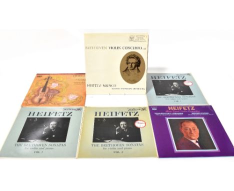 Six LPs by Jascha Heifetz to include 'The Beethoven Sonatas' Vols I, II and V and 'Beethoven Violin Concerto' on RCA red seal