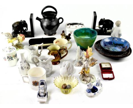 A group of various glass paperweights to include millefiori examples, various ceramics to include Royal Worcester, Spode limi