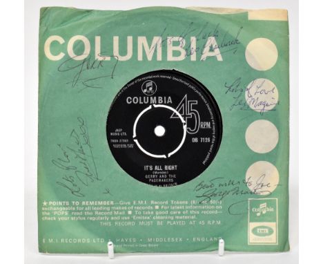 GERRY AND THE PACEMAKERS & LIVERPOOL FOOTBALL CLUB; a 45rpm single 'You'll Never Walk Alone/It's Alright' bearing signatures 