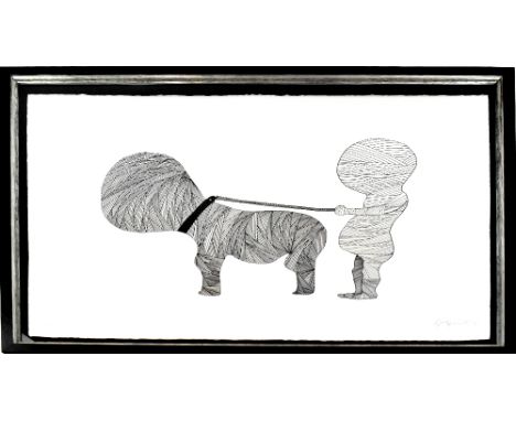 BILLY CONNOLLY (Scottish, 1942-); giclée print, 'Walkies' limited edition no.56/95, signed, 56 x 76cm, framed and glazed. † C