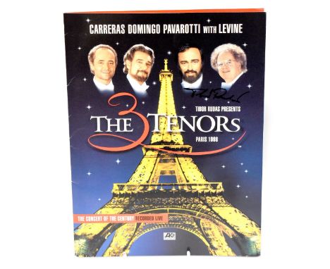 THE 3 TENORS; a group of ephemera including a black and white photograph of the three stars bearing their signatures; Luciano