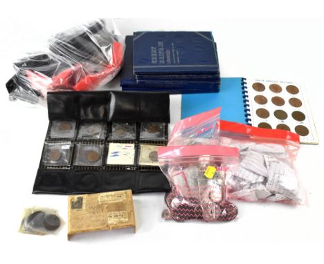 A good quantity of mixed coins to include coin packs, British pennies collector's books, mostly complete with some examples l