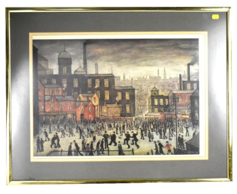 LAURENCE STEPHEN LOWRY (1887-1976); a signed limited edition coloured print, 'Our Town', signed in pencil lower right, no.469