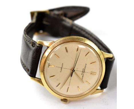 Audemars, Piguet; a gentlemen's 18ct gold Geneve Swiss automatic wind wristwatch with gold baton time increments, screw back 