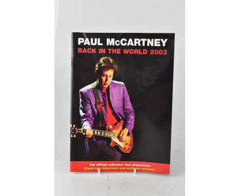 PAUL MCCARTNEY; 'Back in the World 2003' programme, together with concert stub ticket for 10th April at MEN Arena Manchester 