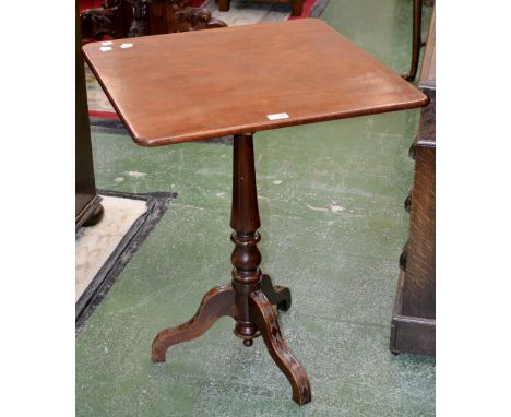 A Victorian mahogany and later tripod occasional table, square top, turned column, cabriole legs