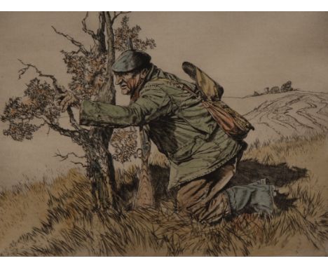 Henry Wilkinson (1921-2011), by and after, The Poacher, signed and numbered 24/180 by the artist in pencil, coloured engravin