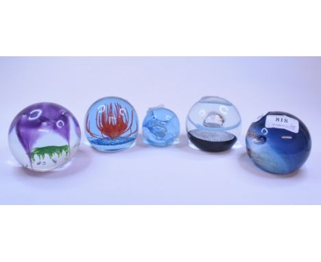 A Caithness Glass limited edition paperweight, Sea Kelp, 340/1500, and four others similar, with boxes (5) 