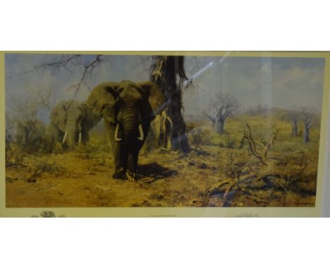A David Shepherd artist's proof limited edition print, The Two Gentlemen of Savuti, 566/1500, another, The Land of the Baobab