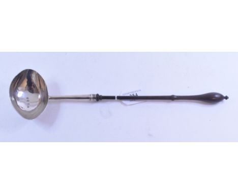A George II punch/toddy ladle, the goose egg bowl initialled, on a turned handle, George Campard, London 1752, 34.5 cm long