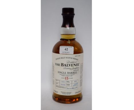 A bottle of Balvenie single malt Scotch whisky, 1996, bottled 2012, aged 15 years, 47.8% vol, with a tube