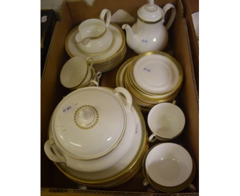 A Royal Doulton Clarendon pattern part dinner, tea and coffee service, including a vegetable tureen and cover, and a coffee p