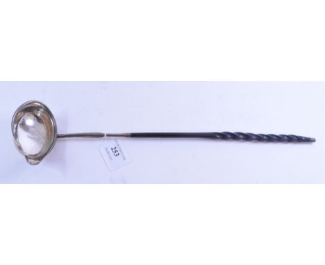 A punch/toddy ladle, the pap shaped bowl initialled, on a whale bone twist handle, Elizabeth Morley, London 1798, 38.5 cm lon