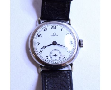 A gentleman's Omega trench style wristwatch   Condition report  Report by GHCurrently running.  Manual wind.  Enamel without 