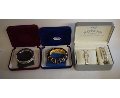 A 9ct gold and white stone eternity ring, a silver and cubic zirconia dress ring, other rings, a lady's Rotary wristwatch and