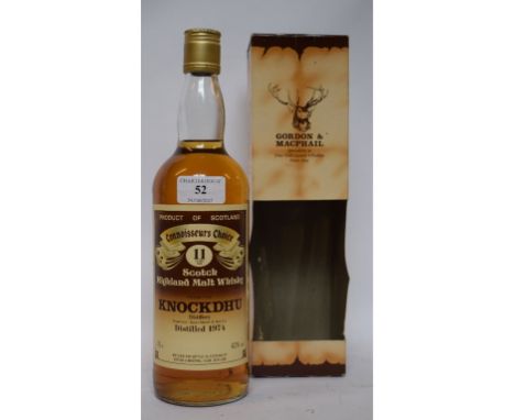 A bottle of Connoisseurs Choice Knockdhu highland malt Scotch whisky, 1974, 40% vol, boxed