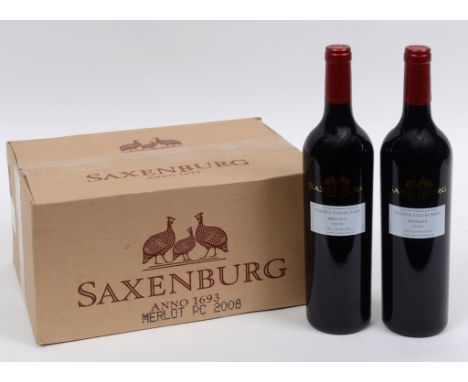 Twelve bottles of Saxenburg Private Collection Merlot, 2008 This lot is subject to VAT on the hammer price This lot is at our