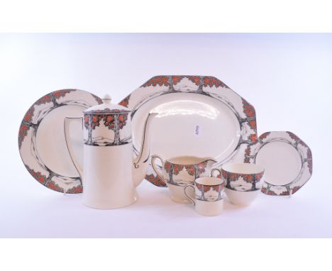 A Crown Ducal Orange Tree part tea and dinner service, various damages (2 boxes)   Condition report  Report by GHSee illustra