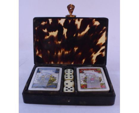 A silver mounted tortoiseshell playing card box, 13 cm wide   Condition report  Report by GHGenerally scratched.  A couple of