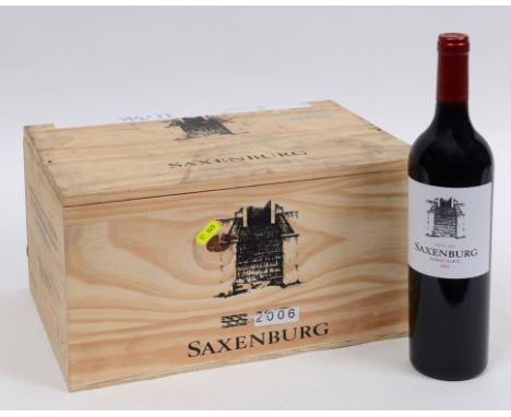 Twelve bottles of Saxenburg Select Shiraz (SSS), 2006, in two wooden casesThis lot is subject to VAT on the hammer priceThis 