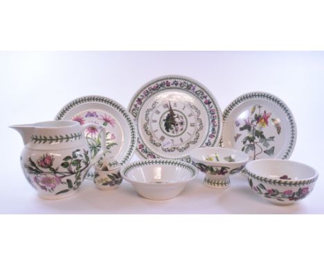 A Portmeirion Botanic Garden pattern dinner, coffee and tea service, and other similar accessories, including a wall clock (3